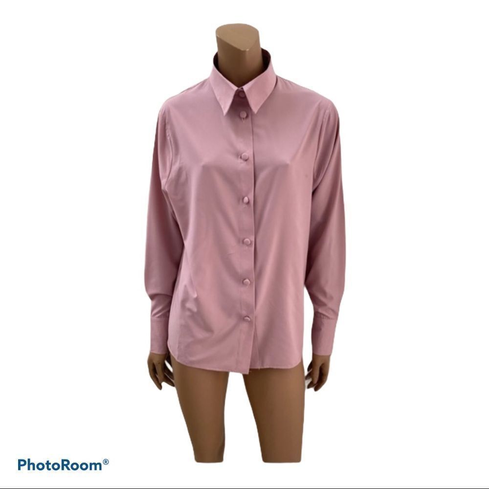 NEW Rich Fashion Women Pink Button Down Shirt 10